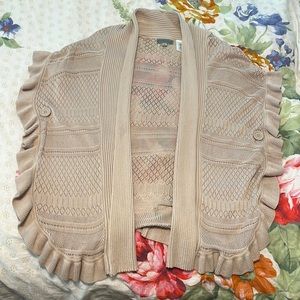 Poncho Style Lace and Ruffle Cardigan, sz Medium
